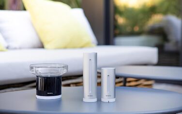 Netatmo Pack with indoor and outdoor weather station, wireless outdoor sensor, and intelligent rain gauge, humidity, air quality, indoor noise level, air pressure, NBU-NWS-NRG-EU Weather Station + Rain Gauge