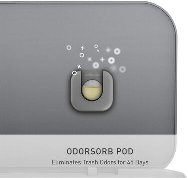 Сміттєвий бак Simplehuman CW2080 45 л з педальним механізмом, з відділенням для пакетів, для кухні, з нержавіючої сталі та сірого пластику