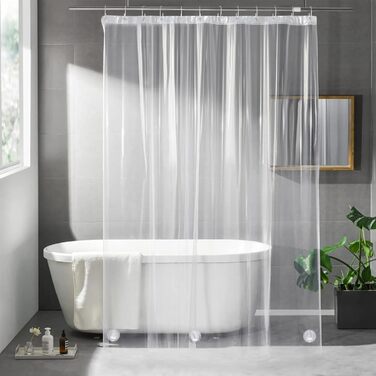 Шторка для душу OTRAKI 200x200 см, антигрибок, EVA, прозора, PVC-free, екологічна, з кільцями, для ванної кімнати