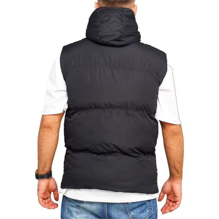 Чоловіча тепла жилетка Behype з капюшоном, стеганий пуховик, чорна (J17 L)