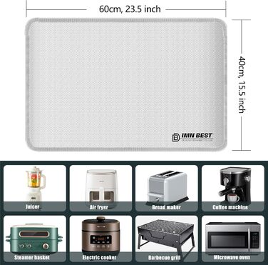 Термостійкий килимок під фритюрницю, термостійкий килимок з силікону для кухонних стільниць, захист стільниці, неслизький та водонепроникний (срібний, 60x40 см)