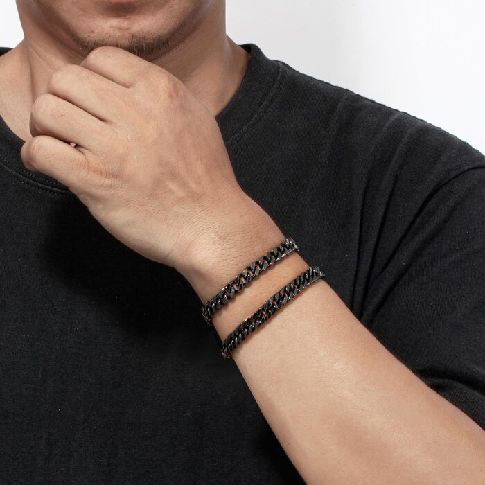 Чоловічий браслет XIANNVXI з нержавіючої сталі, золотий та чорний, 8 мм, 19/21/23 см (набір)
