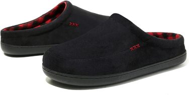 Чоловічі халапи NewDenBer з піною Memory Foam, теплі, зручні, м'які, з плюшевою підкладкою, зимові тапочки з неслизькою гумовою підошвою (41/42 EU, 3 Чорний/Червоний в клітинку)