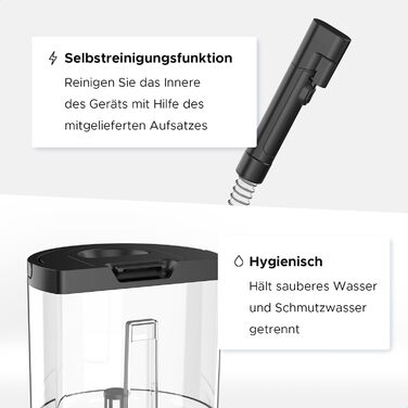 Теперішній мийний пилосос Motionflow з нагрівом - 1200W для килимів, меблів, авто. 4 насадки, самоочищення, 15с нагрів. Чорний