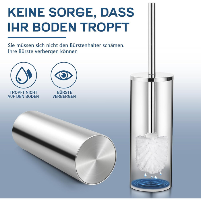 Набір для чищення унітазу FIISAYL з тримачем: щітка та підставка з нержавіючої сталі (сріблястий)