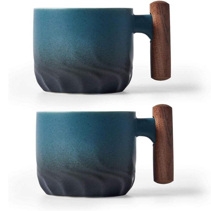 ERBO Набір з 4 еспресо-чашки 70 мл, преміум-якість, кераміка, чорний та синій