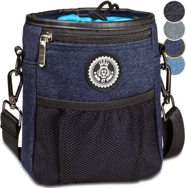 Преміум сумка для ласощів для собак HUND IST KÖNIG - універсальна, містка, з дозатором для відходів та Ebook - темно-синій (16 x 18 x 6 см)