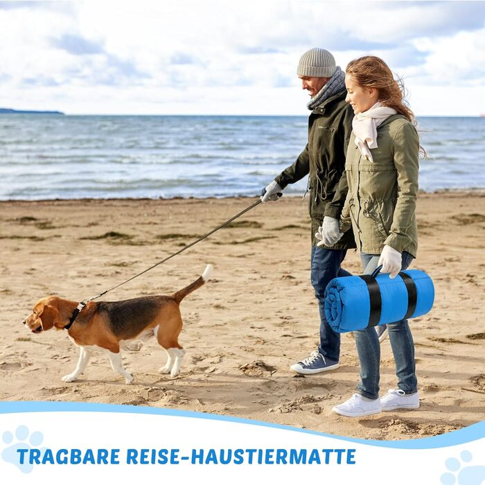 Водонепроникний килимок для собак 110 x 68 см, товстий, м'який, з можливістю прання, для подорожей, кемпінгу, відпочинку на природі (Блакитний)