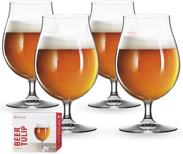 Пивні келихи Spiegelau Beer Classics 475 мл, 4 шт, кришталеве скло, бірутульпани, для пива, можна мити в посудомийній машині