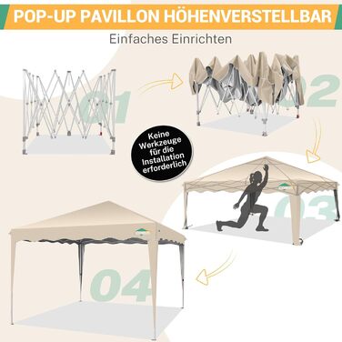 COBIZI Folding Gazebo 3x3, 3x3 Gazebo Waterproof Stable One Push UV Protection Outdoor Party Tent Wave Drip Tent Event Tent Tent Garden Gazebo Folding 3x3m With Carry Bag, Khaki