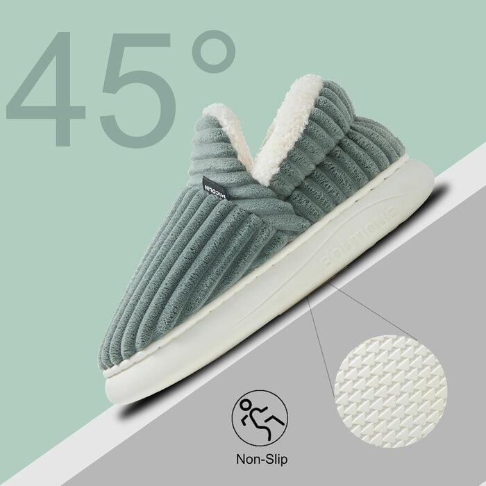 Тапочки домовик Donpapa для жінок та чоловіків, зимові, теплі, з плюшу, кордурової тканини, закриті, з пам'яті ефекту, антиковзаючі, для дому та вулиці (42/43 EU, оливковий)