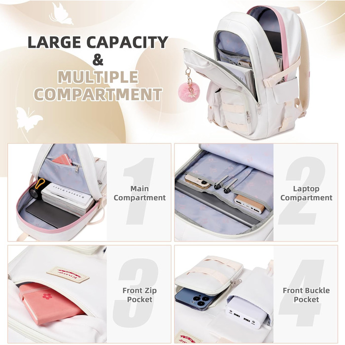 Шкільний рюкзак для підлітків, дівчат, студентів: комплект з ланч-боксом та пеналом (3 шт.)