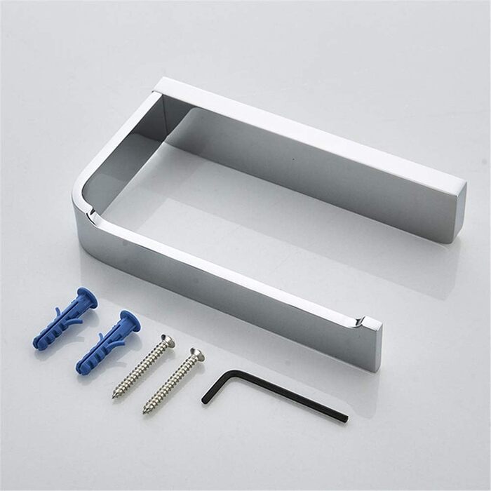 Chrome Solid Brass Toilet Paper Holder - Wall Mounted, 20cm - No Cover