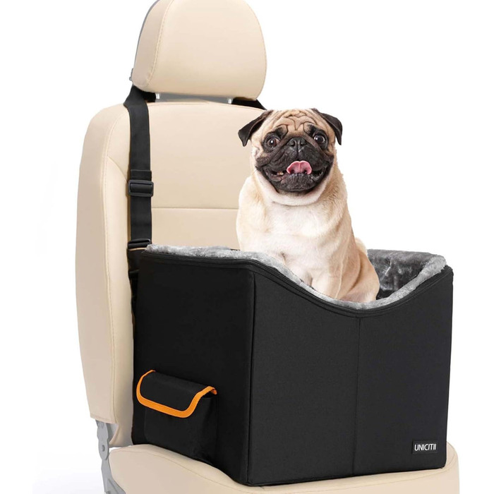 Автомобільний лежак для собак, чорний, до 9 кг - трансформер для переднього сидіння та заднього сидіння