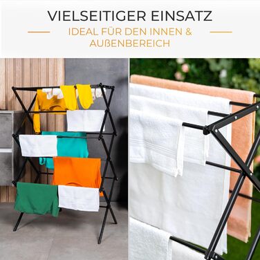 Складана сушилка для білизни - компактна, 6 ярусів, 11 стрижнів, чорна. Підходить для ванної, балкону, дверей та душу.
