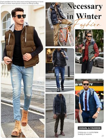 Чоловіча степкова жилетка Vancavoo з капюшоном, тепла зимова жилетка для активного відпочинку, спортивна жилетка, перехідна куртка, колір кава, розмір S