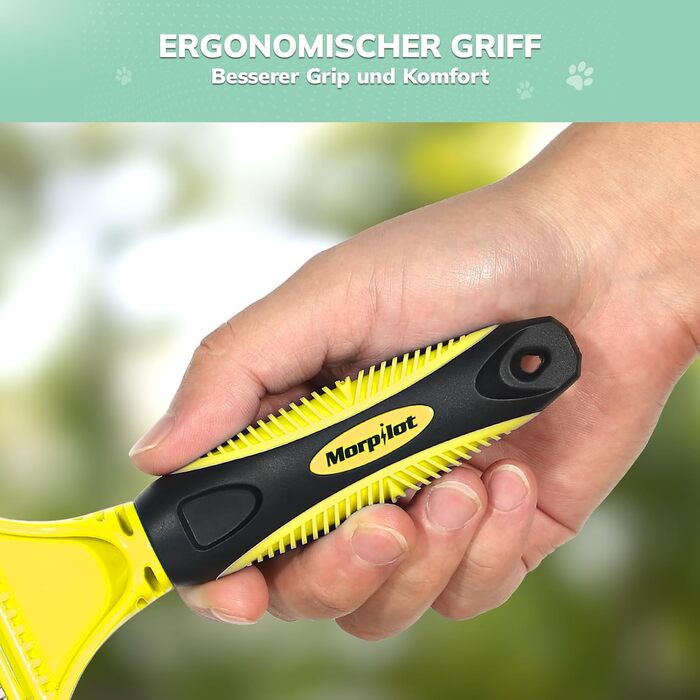 Щітка для собак та котів, 12+23 зубчики, сталевий гребінь для видалення шерсті, двостороння, проти ковтунів, для дому (M, яскраво-жовтий)