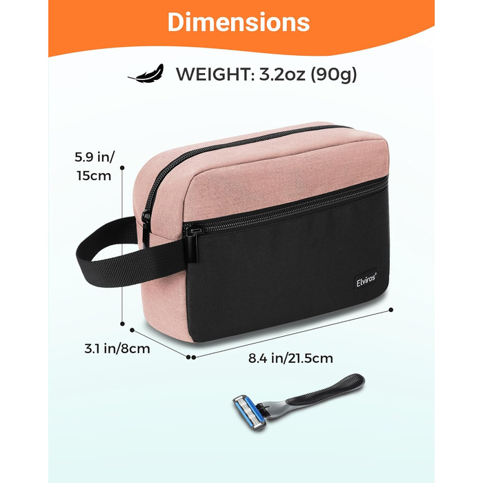 Чоловіча дорожня туалетна сумка, водонепроникна, з кишенею для бритви та ручкою, органайзер для косметики, для спортзалу, душу, ванної кімнати, подарунок для чоловіків, чорно-сіра (чорний & рожевий)