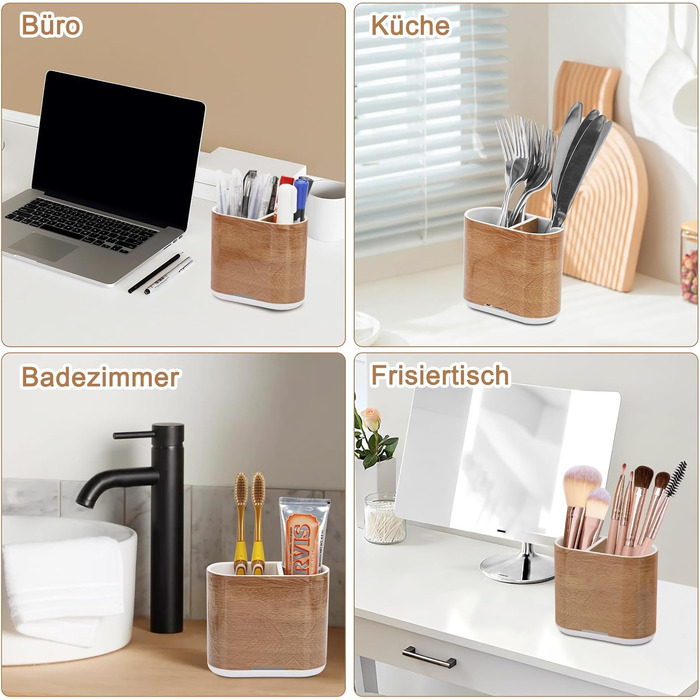 Тримач для електричної зубної щітки: органайзер для ванної кімнати з піддоном для води, сімейний, дитячий (дерев'яний малюнок, середній)