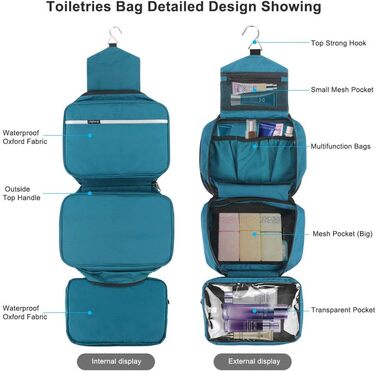 Сумка-органайзер для ванну Jieei, водонепроникна, для чоловіків та жінок, з 4 відділеннями, складна, компактна (L-зелений, L)