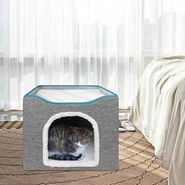 Кігтечка-будиночок для котів Brian & Dany, сіра, 40x40x32 см з ігровим м'ячиком та когтеточкою