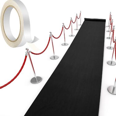 Runner Rug Runway Carpet 55gsm Thickness with 1 Piece Carpet Tape for Wedding, Christmas, Thanksgiving, Outdoor Accessories, Wedding Party Hallway Rug (Black, 2.6 x 30 Feet)