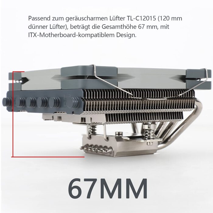 Охолоджувач CPU Thermalright AXP120 X67 - низькопрофільний з 6 heatpipes, PWM вентилятор 120 мм, сумісний з AMD AM4/Intel LGA 1700/1150/1151/1155/1156/1200/2011/2066