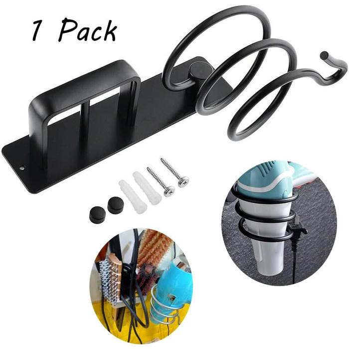 Sctmda Hair Dryer Holder No Drilling Hair Dryer Holder Black Straightener Holder Hair Dryer Holder Aluminum Hair Dryer Holder for Bathroom Hair Dryer Holder Wall Mount Multifunctional Bathroom Organizer