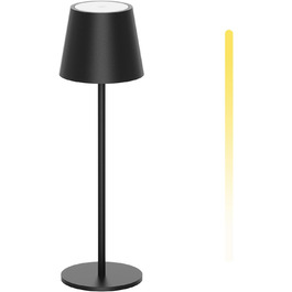 LED настільна лампа K-Bright з регулюванням яскравості, акумуляторна, бездротова, 3000K/4000K/6000K, 3 колірні температури, USB-C, IP54, чорна