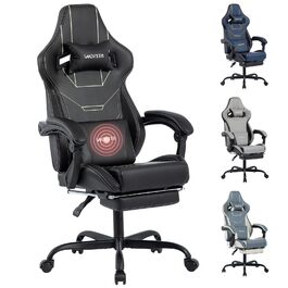 Геймерське крісло Ergon Gaming з підставкою для ніг, чорне - Офісне крісло для комп'ютера з регулюванням висоти та підтримкою попереку