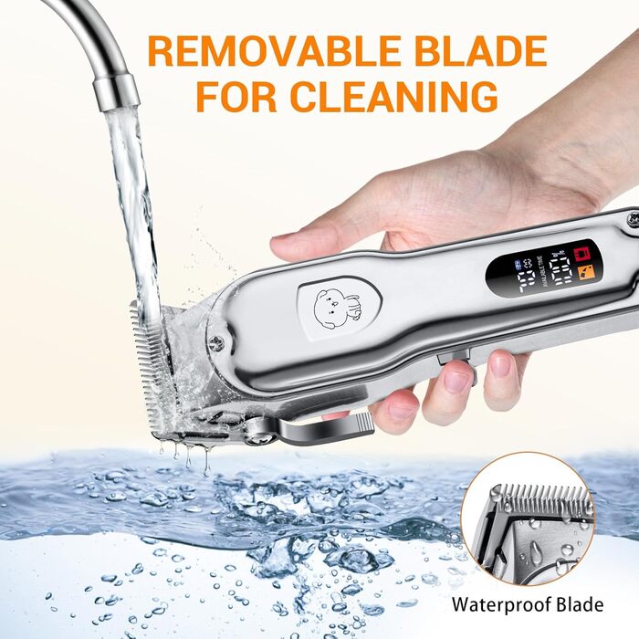 Машинка для стрижки собак і котів, професійна, з 4 насадками, потужний мотор, для тіла, обличчя, вух, лап (срібна)