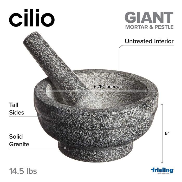 Гранітна ступка Cilio Gigant 17.8x12.7x7 см для спецій та трав