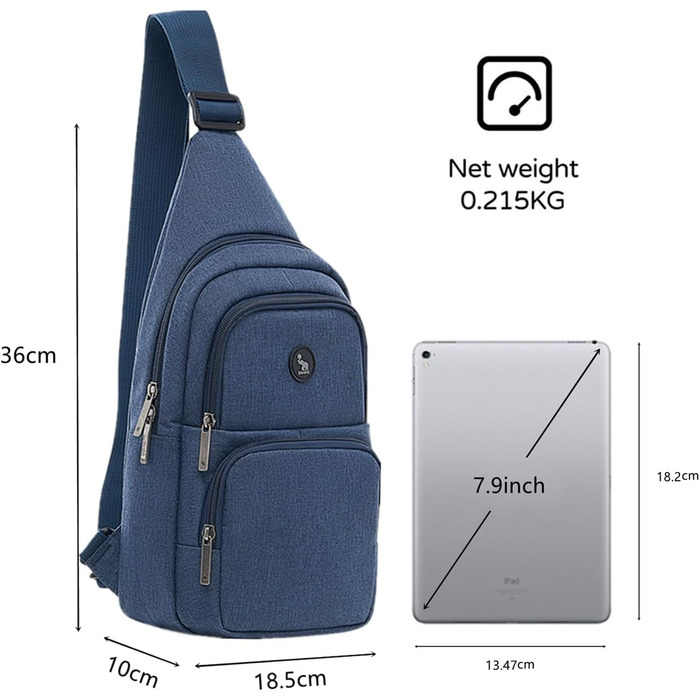 Чоловіча нагрудна сумка OIWAS, маленька, для чоловіків та жінок, для походів та активного відпочинку (блакитна)