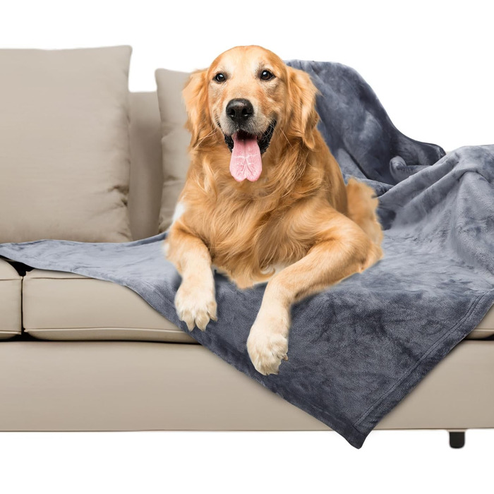 Водонепроникний коврик для собак Nobleza, XXL (203 x 152 см), м'який та пухнастий, для дому та вулиці, підходить для котів, можна прати в пральній машині, двосторонній чохол для дивану, сірий