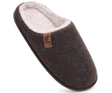 Чоловічі халати COFACE з фетру, теплі, зручні, пухнасті, тапочки для дому та вулиці з антиковзною гумовою підошвою, розмір 40-49, темно-коричневі