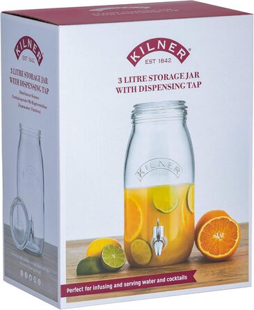 Диспенсер для напоїв KILNER 3 л із краном, скляний, герметичний, для вечірок і щоденного використання