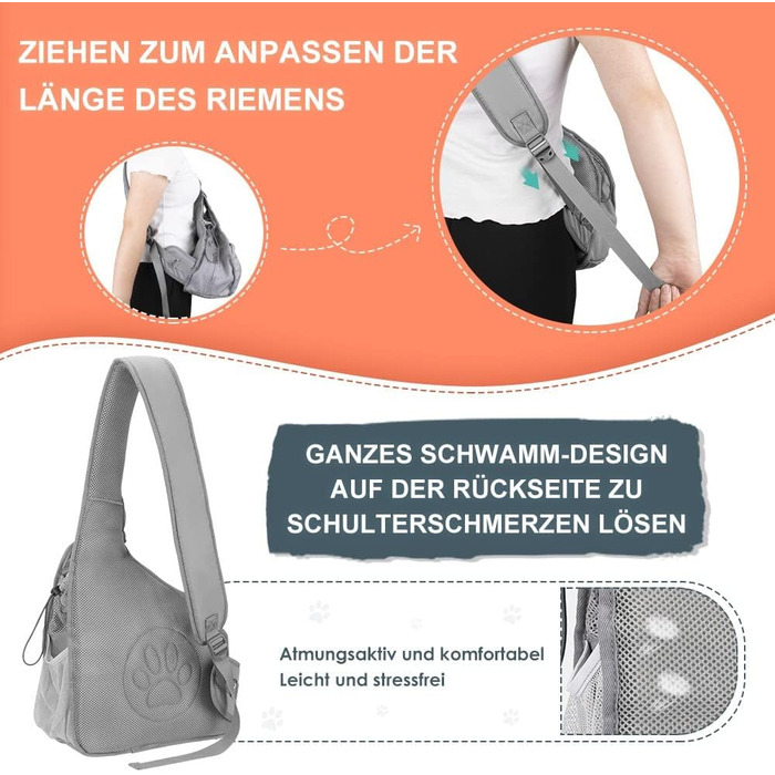 Сумка-переноска для собак до 3 кг, сіра. Зручна переноска для цуценят та маленьких собак з регульованим ременем, м'якою підкладкою та вентильованою сіткою. Легко миється.