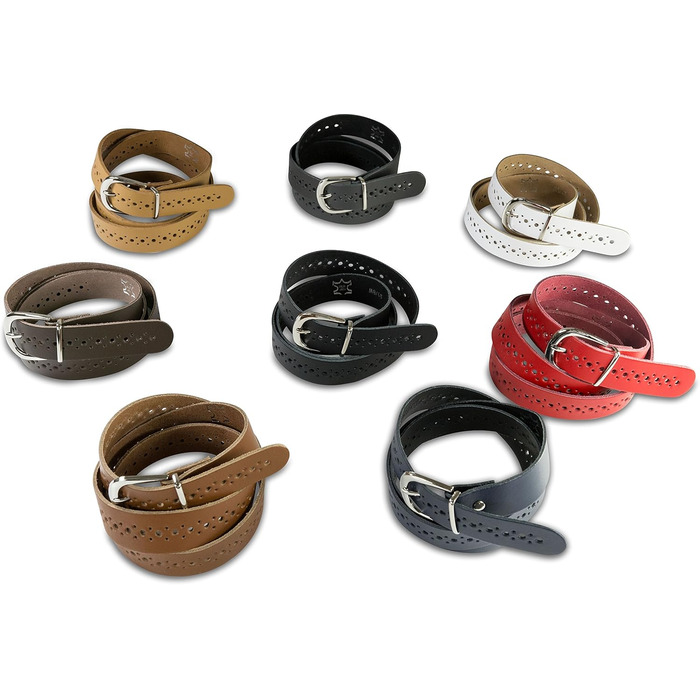 Чоловічий шкіряний ремінь Damengürtel з перфорацією, срібна пряжка, ширина 3 см, білий, виготовлено в Німеччині