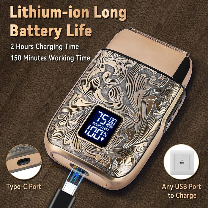 Електричний гоління для чоловіків Ufree: фольговий електробритва, триммер для бороди, бездротовий, акумуляторний