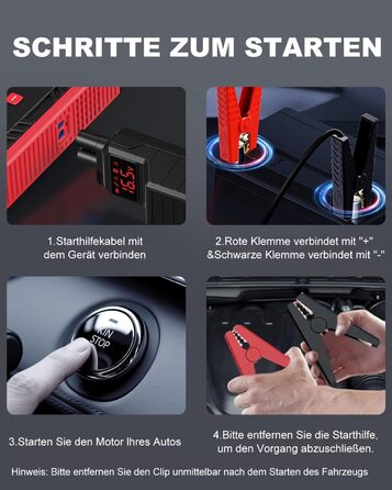 Портативний акумулятор для авто з компресором 150PSI, 7000A, 12V, 8L/10L (бензин/дизель), з запальничкою, LED-ліхтарик B195