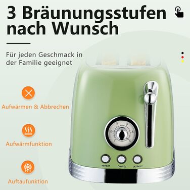 Електричний чайник та тостер-сет Retro з нержавіючої сталі, 2200 Вт, 1.8 л, для чаю, кави, дитячого харчування, без BPA, зелений