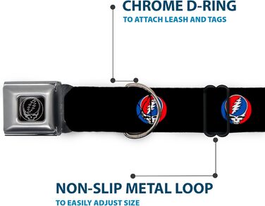 Нашийник для собак Buckle-Down з пряжкою Steal Your Face Repeat - чорний, 1 дюйм, розмір 15-26 дюймів