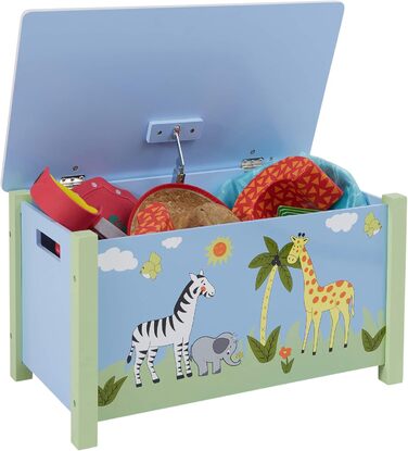 Велика дерев'яна ігрова скриня Liberty House Toys Safari з кришкою, синя, 49.5x68x39 см