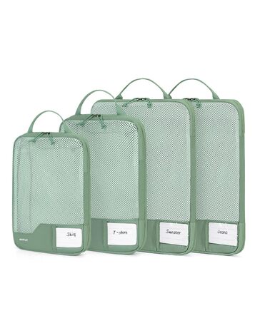 Органайзери для валізи ECOHUB (4 шт.) з мітками, набір еко-пакувальних кубиків з перероблених матеріалів, зелені