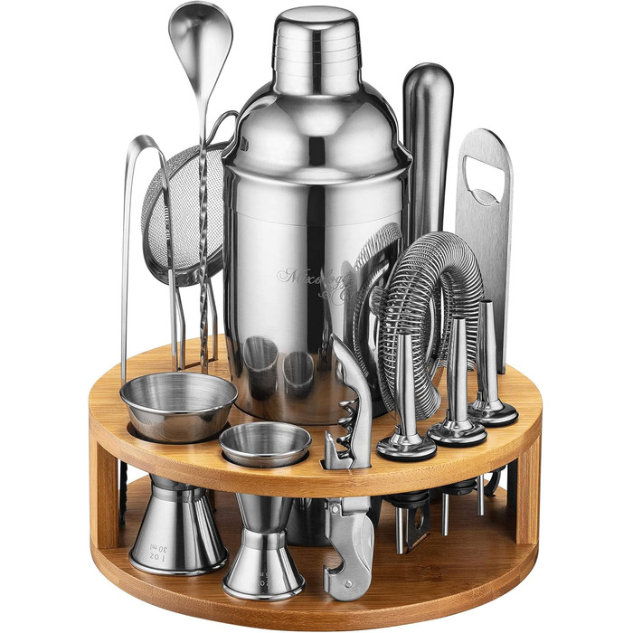 Набір для приготування коктейлів Mixology & Craft Cocktail Set 15-TLG. з нержавіючої сталі, барний аксесуар, сріблястий