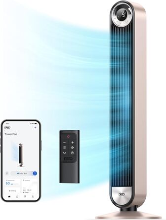 Dreo 25dB Smart Quiet Tower Fan with Cooling, 106cm WiFi Alexa Tower Fan, 90° Oscillating Fan, Remote Control 9-Speed 9-Mode 12 Hr Timer Voice Control, Black