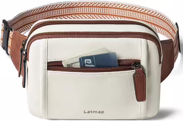 3L Waist Bag for Women Beige, Crossbody Bag for Women PU Leather Hip Bag Stylish Chest Bag Small Water-Resistant Anti-Theft Bag with Strap Shoulder Bags for Women for Sports Outdoor