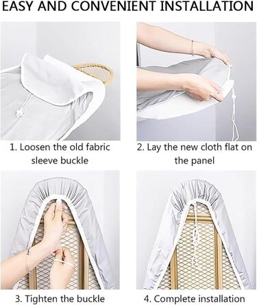 Чохол для прасувальної дошки, сумісний з парогенератором, вогнестійкий, бавовняний, з еластичним краєм, 110 x 34 см