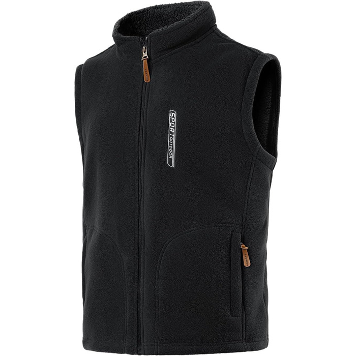 Чоловіча флісова жилетка з коміром-стійкою, Outdoor, Casual, тепла зимова жилетка для чоловіків, без рукавів, флісова куртка, легка, тепла жилетка з кишенями на блискавці, з плюшевою підкладкою, чорна, розмір L