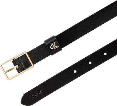 Ремінь жіночий Calvin Klein Square Buckle Loop 2,5 см з логотипом 110 Black (Чорний / Античне світле золото)